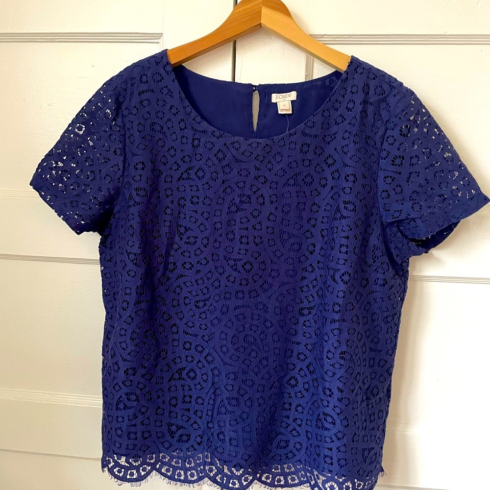 Jcrew blue lace top